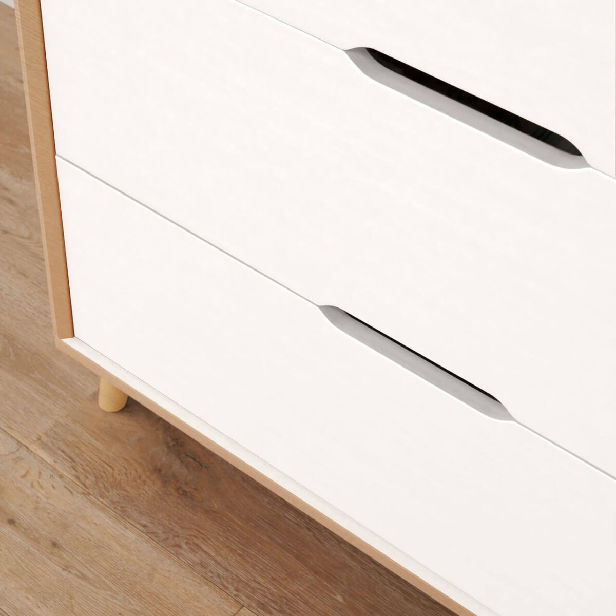 Tutti Bambini Hygge 2 Piece Nursery Furniture Set with Cot Bed & Chest Changer - White/Light Oak - Image 14