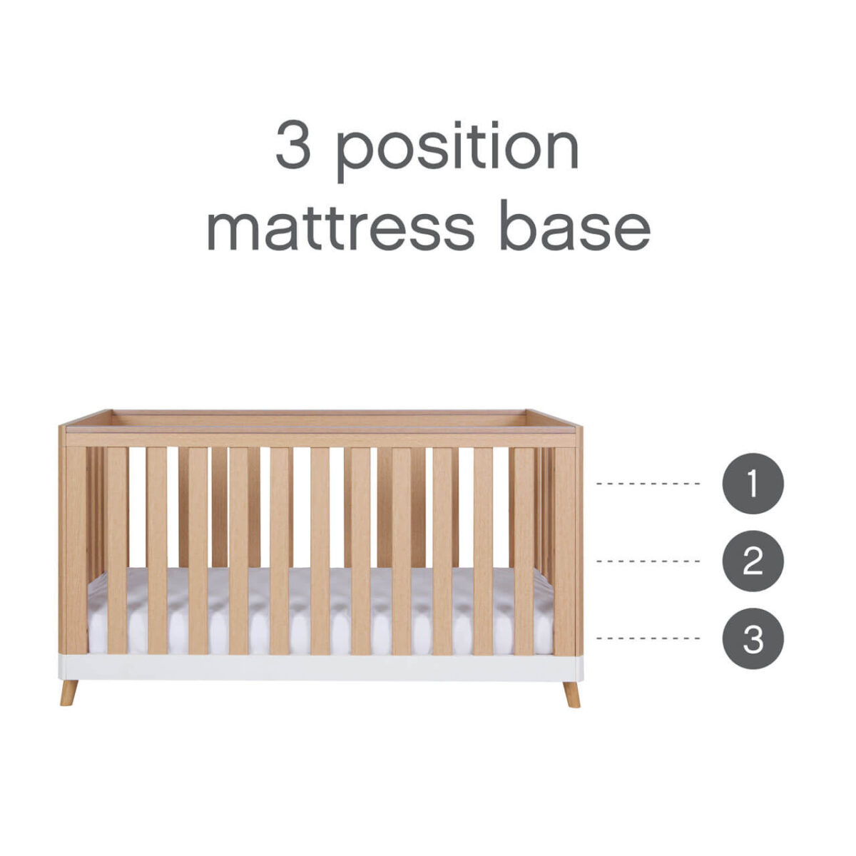 Tutti Bambini Hygge 2 Piece Nursery Furniture Set with Cot Bed & Chest Changer - White/Light Oak - Image 5