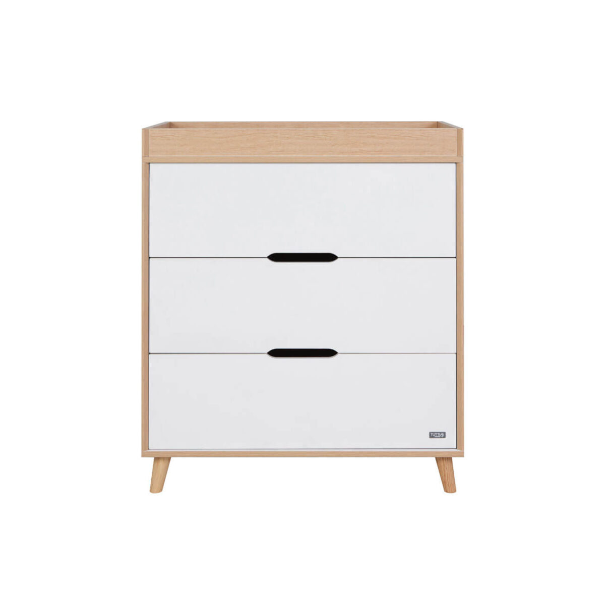 Tutti Bambini Hygge 2 Piece Nursery Furniture Set with Cot Bed & Chest Changer - White/Light Oak - Image 3