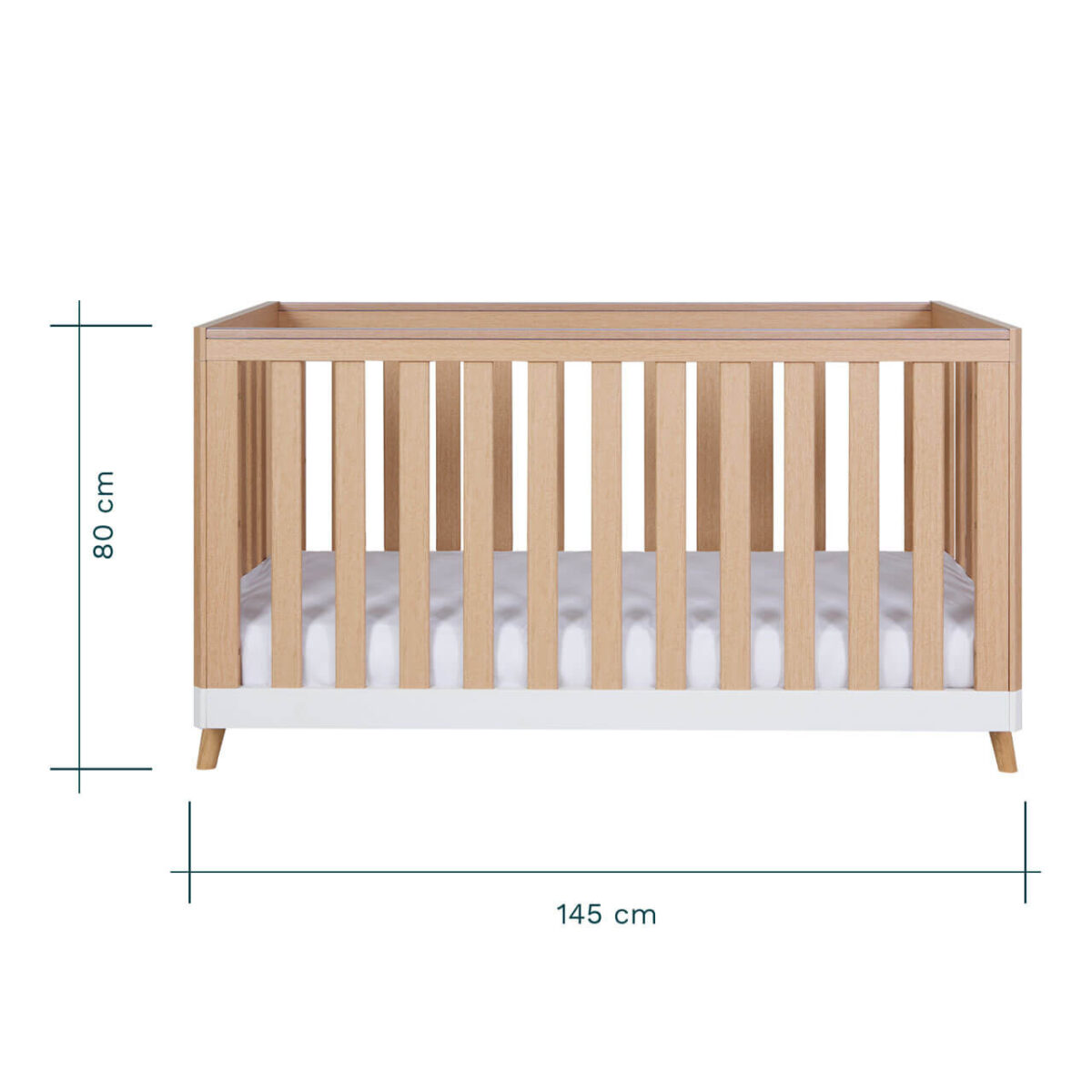 Tutti Bambini Hygge 2 Piece Nursery Furniture Set with Cot Bed & Chest Changer - White/Light Oak - Image 18