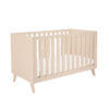 Babymore Dante Cot Bed in toddler bed setup with natural finish and comfy neutral cushions.
