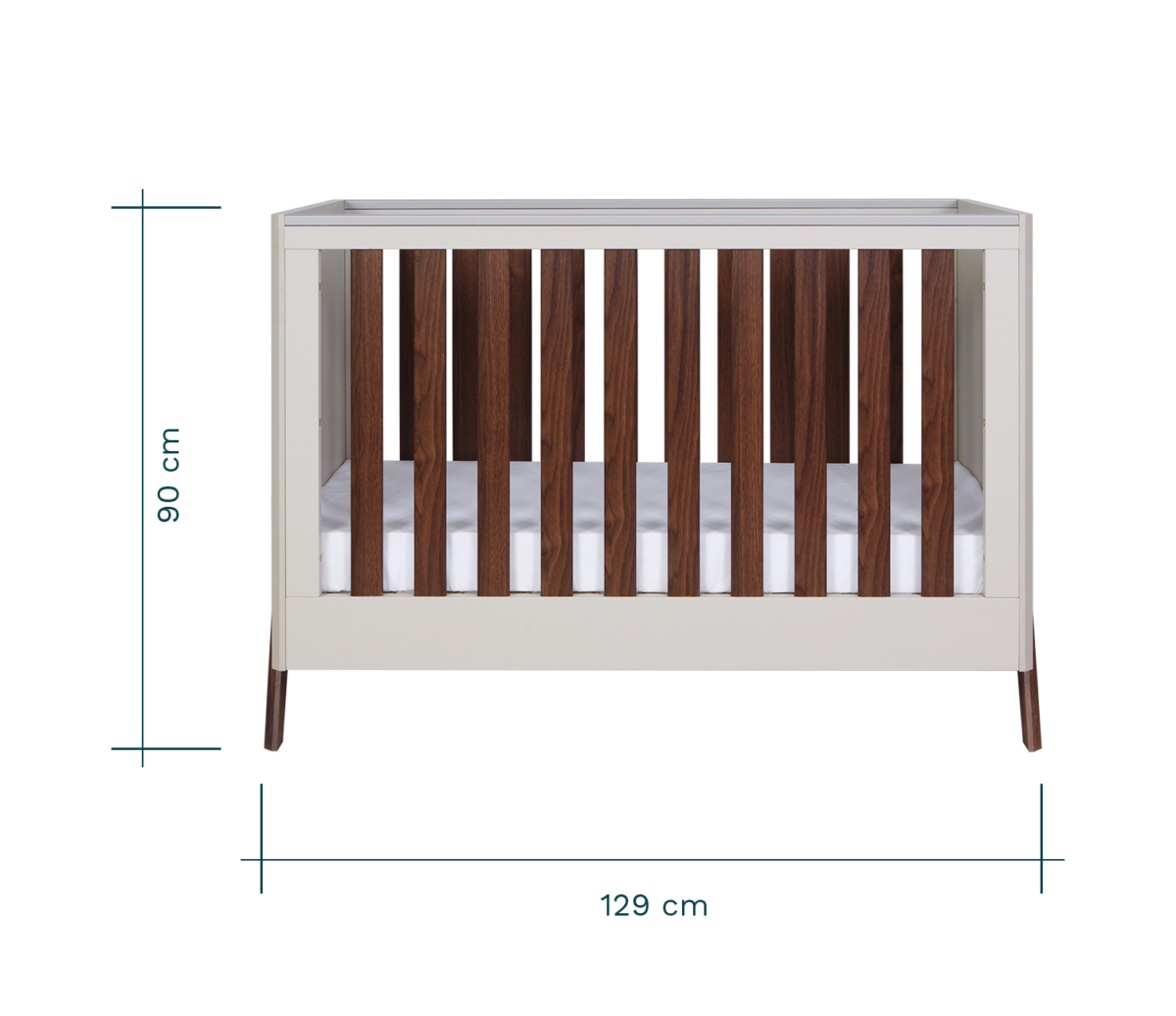 Fuori Mini Cot Bed - White Sand & Warm Walnut 8