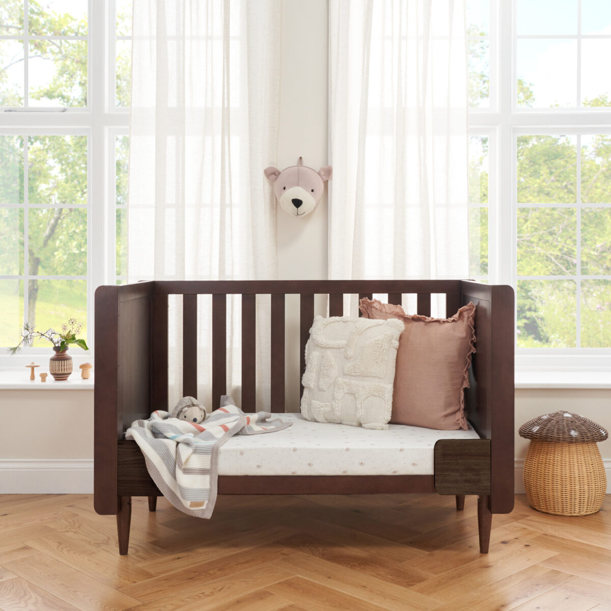 Japandi Mini Cot Bed - Warm Walnut 3