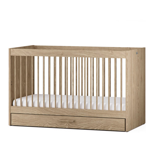Silver Cross Geneva Cot Bed - Natural Oak whit white back ground