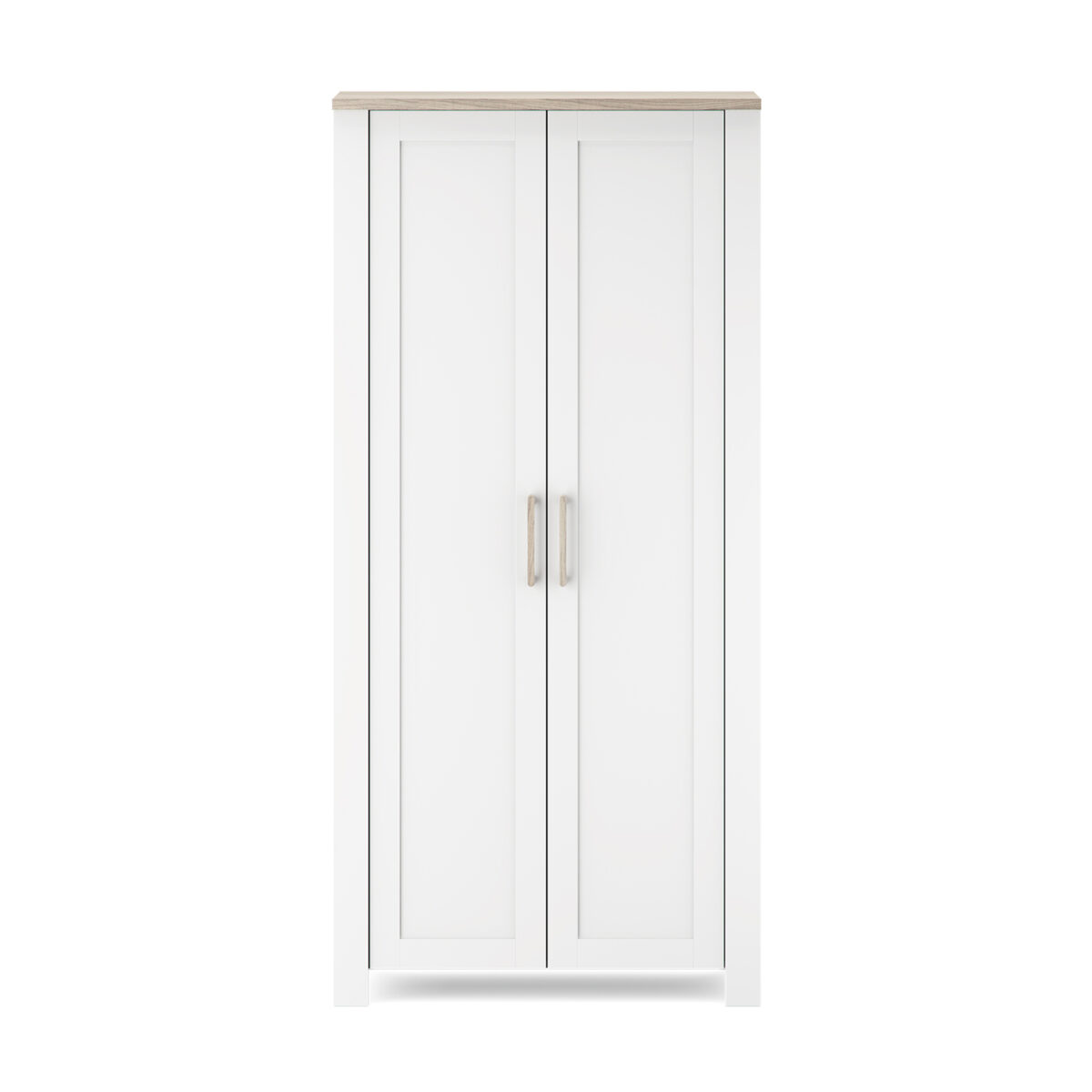 Silver Cross Valencia Wardrobe in White & Natural Ash with white back ground.