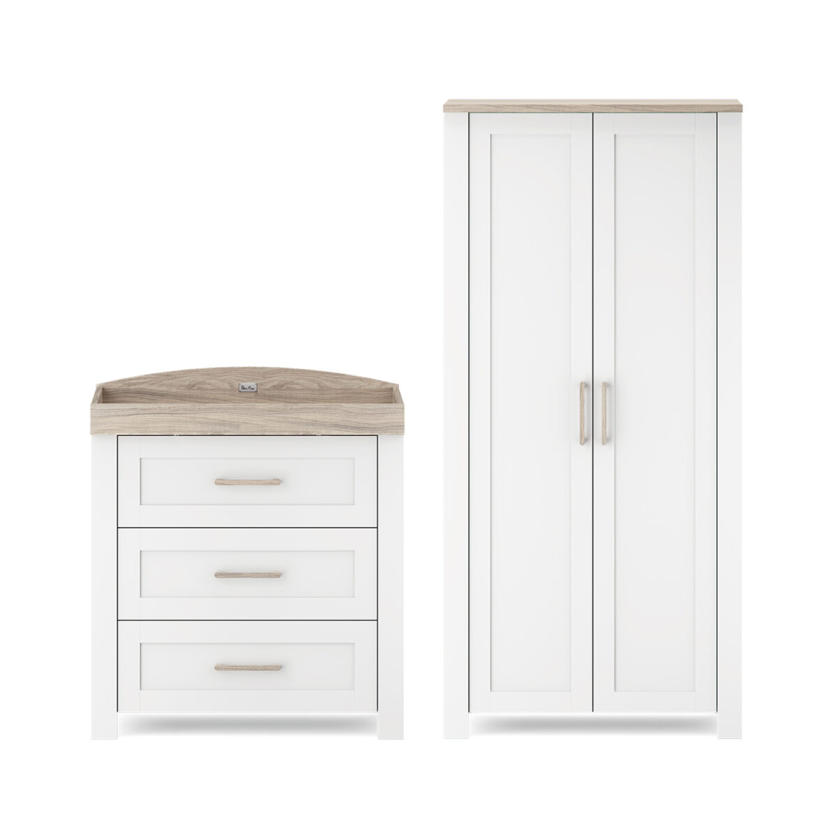 Silver Cross Valencia Dresser & Wardrobe Nursery Furniture Set – White & Natural Ash