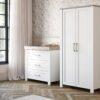 A nursery room with a Silver Cross Valencia Dresser & Wardrobe Nursery Furniture Set – White & Natural Ash