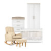 Silver Cross Valencia 4 Piece Nursery Furniture Set with Carmel Nursing Chair - White & Natural Ash