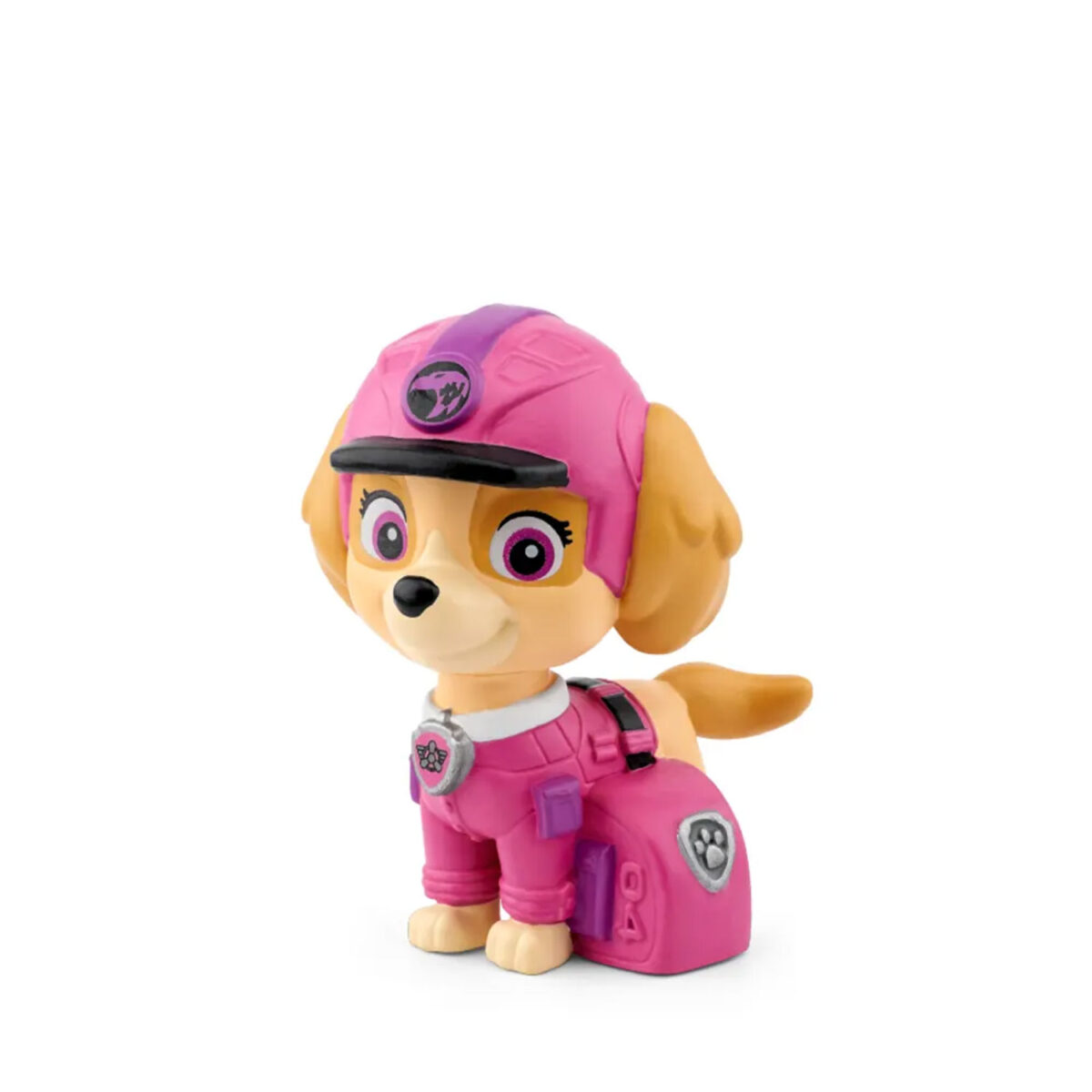Close-up of Skye from PAW Patrol Tonie figure in pink uniform on a plain white background.