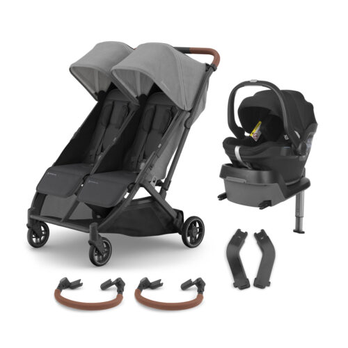 Uppababy Minu Duo Travel System with MESA i-Size Car Seat & Base – Greyson with Car Seat adapters & two bumper bars