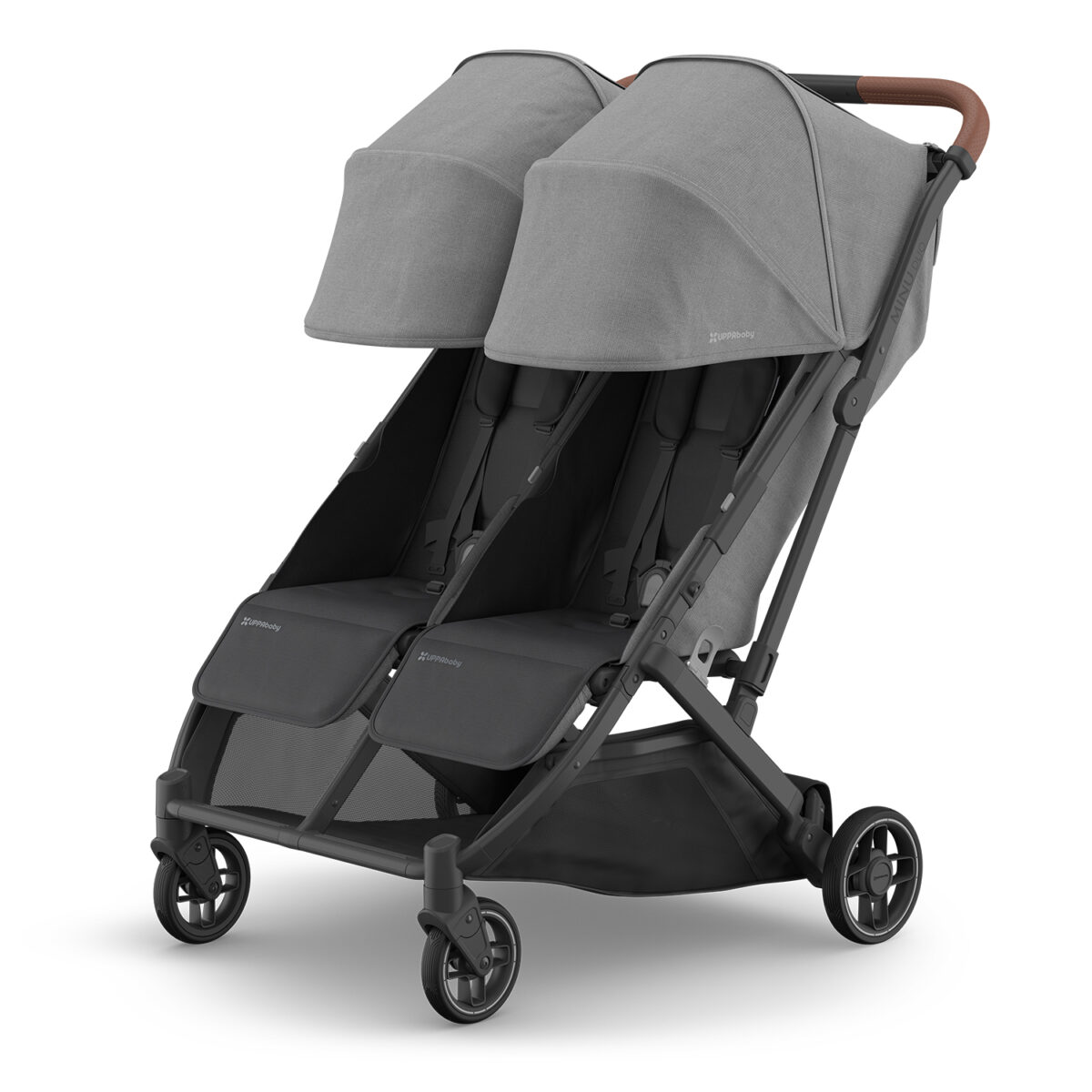 Uppababy-Minu-Duo-Twin-Pushchair-Greyson-Grey-Extended-Hood