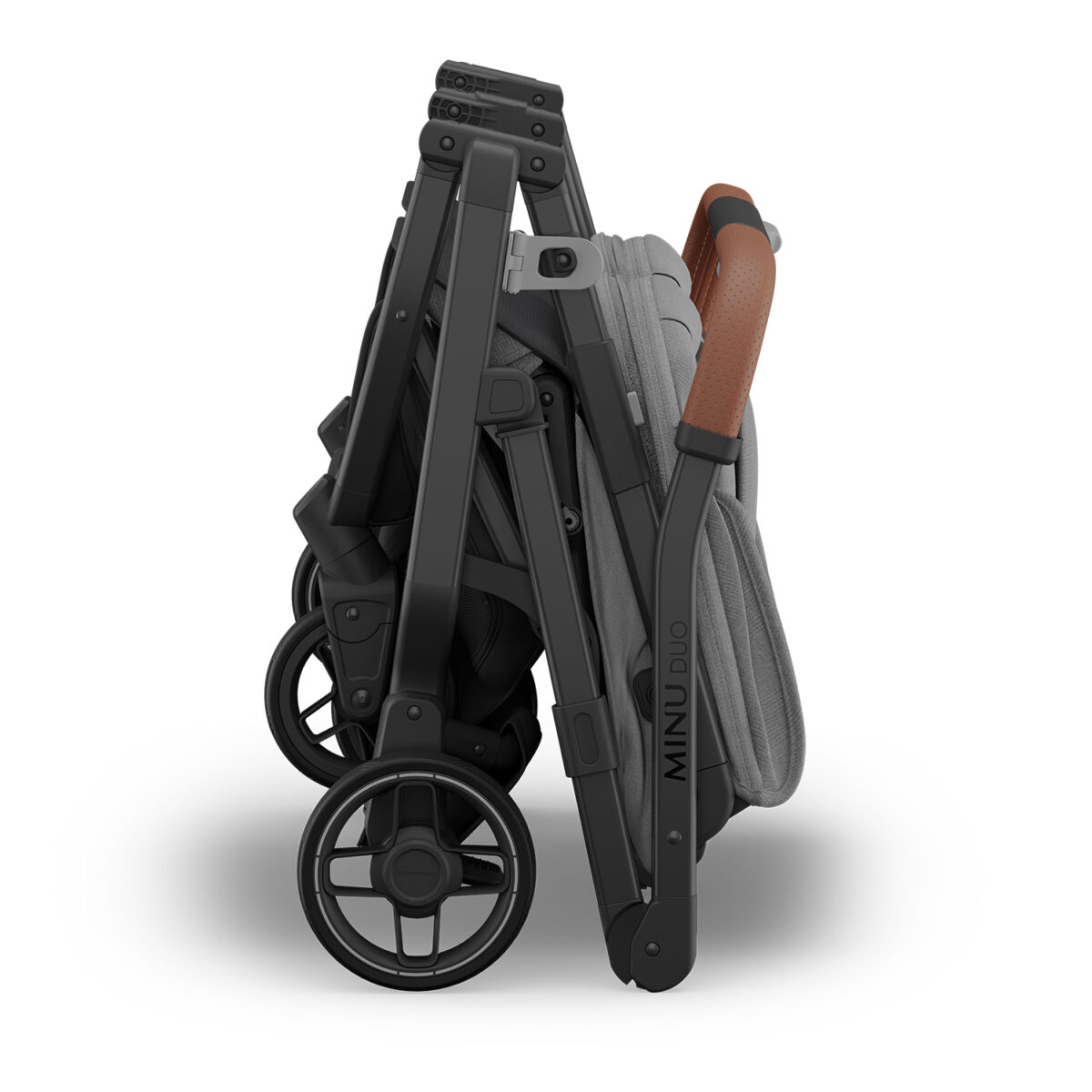 Uppababy-Minu-Duo-Twin-Pushchair-Greyson-Grey-Folded-For-Storage
