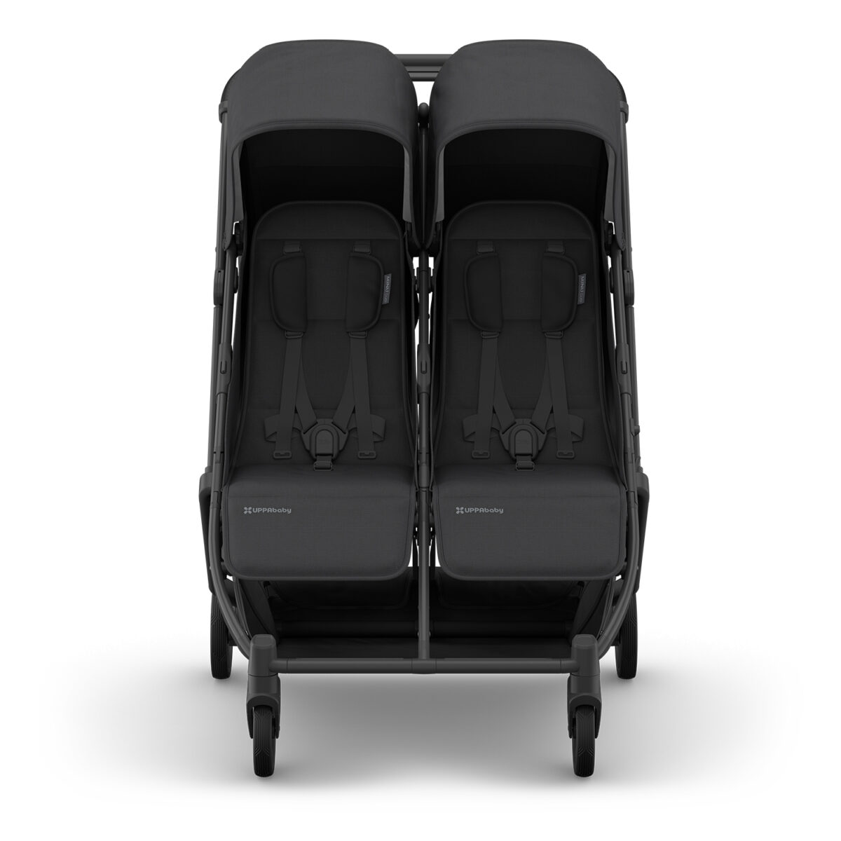 Uppababy Minu Duo Twin Pushchair Jake Black Front Seats Upright