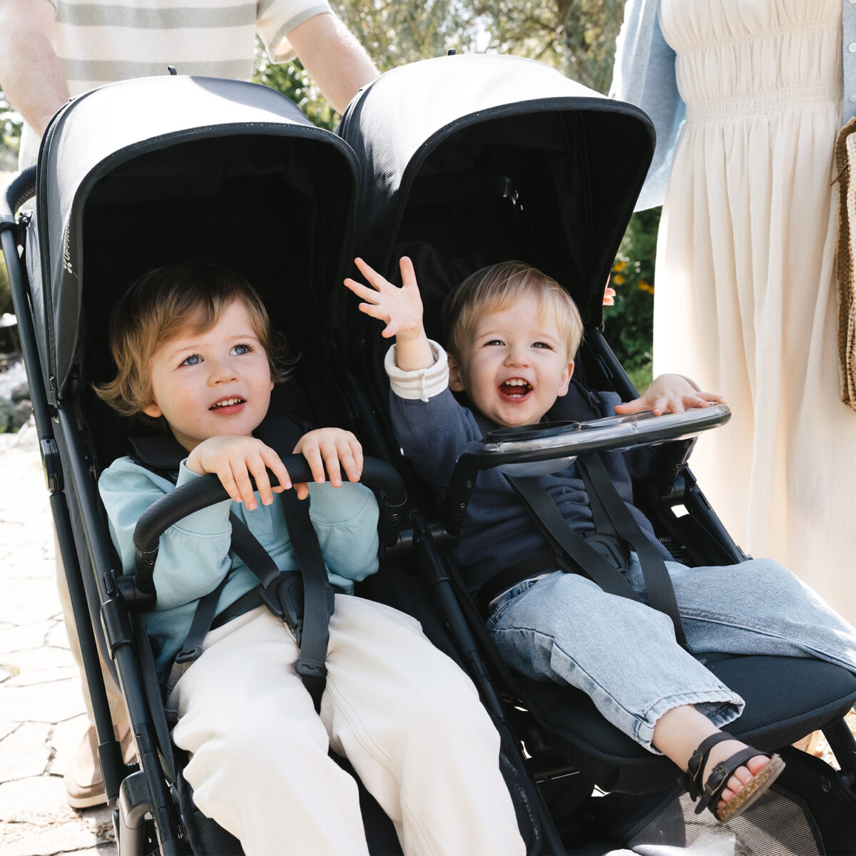 Uppababy-Minu-Duo-Twin-Pushchair-Jake-Black-Lifestyle-014-Bumper-Bar-with-Stack-Tray