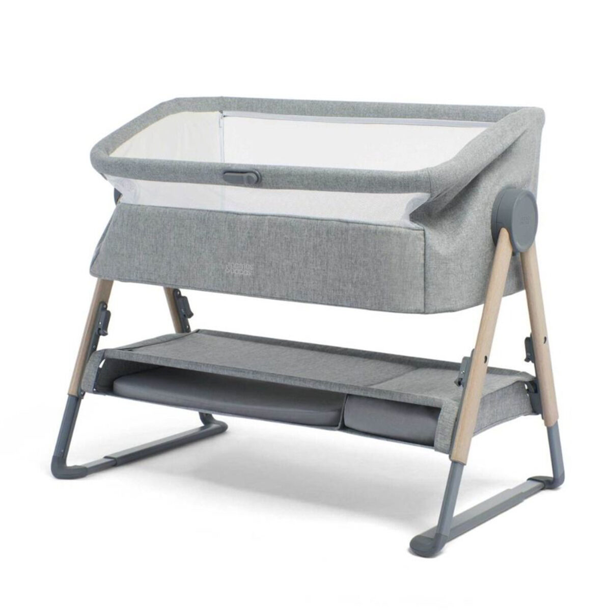 mamas and papas lua bedside crib grey 12