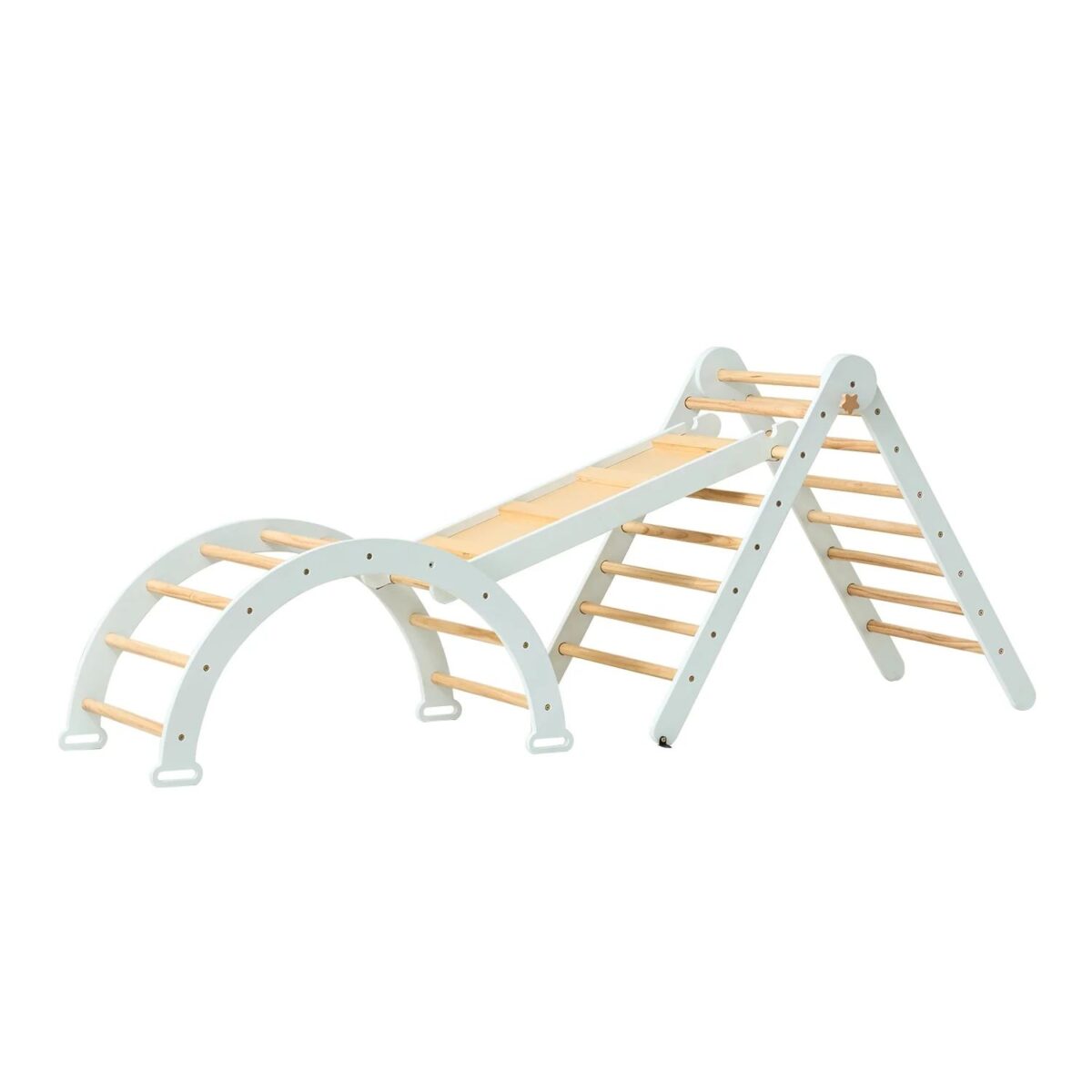 Scala Montessori 3 in 1 Pikler Climbing Frame with Climbing Wall - Sea Mist