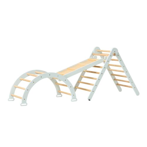 Scala Montessori 3 in 1 Pikler Climbing Frame with Climbing Wall - Sea Mist