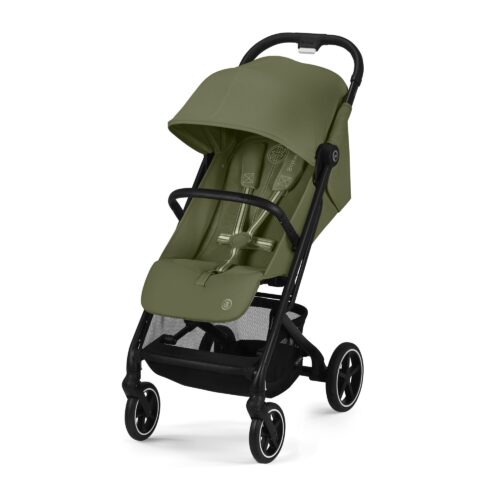 Cybex Beezy Compact Stroller in moss green shown in a three-quarter front angle view