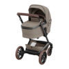 Maxi-Cosi stroller with carrycot in Twillic Truffle, rear view showing basket and handlebar.