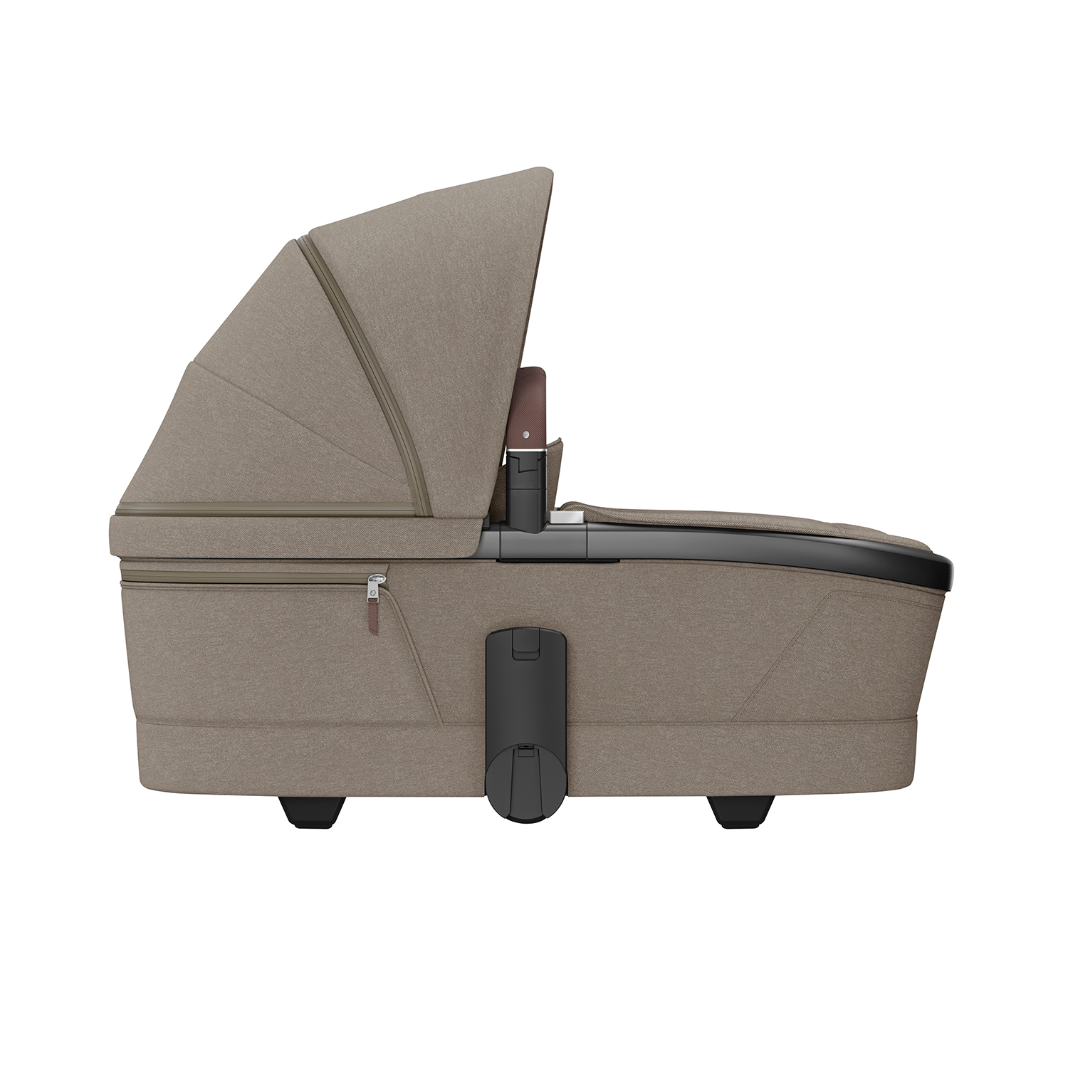 Maxi-Cosi Twillic Truffle carrycot with sun canopy, suitable for newborns and travel system use.
