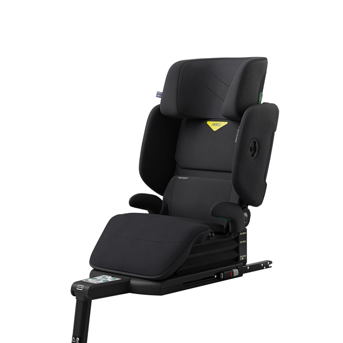 Axkid Up car seat with adjustable back and seat, stylish ergonomic booster for child safety in vehicles.