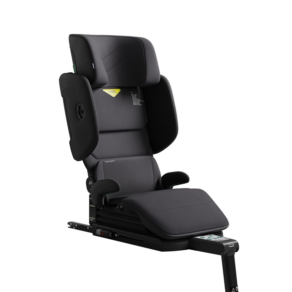 AXKID Up booster car seat in sleek Arctic Mist Grey, designed for comfort and growing kids’ safety.
