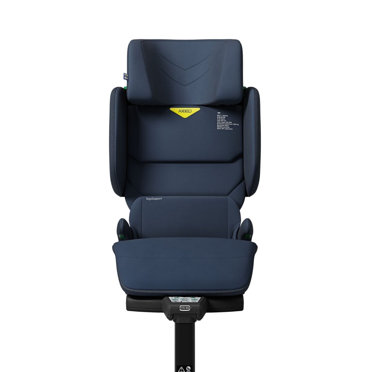 Axkid Up Glacier Lake Blue child booster seat with supportive side wings and padded headrest.