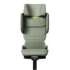 Front view of Axkid Up booster seat in Nordic Bloom green with ergonomic backrest design.