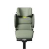 Axkid Up green booster seat front view with visible headrest and compact seat form.