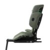 Side profile of Axkid Up green booster seat showing Isofix base and reclining mechanism.