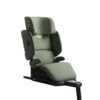 Angled view of Axkid Up booster seat in Nordic Bloom green with padded side wings.