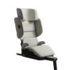 Side view of Axkid Up booster seat in beige showing reclining backrest and plush cushioning.