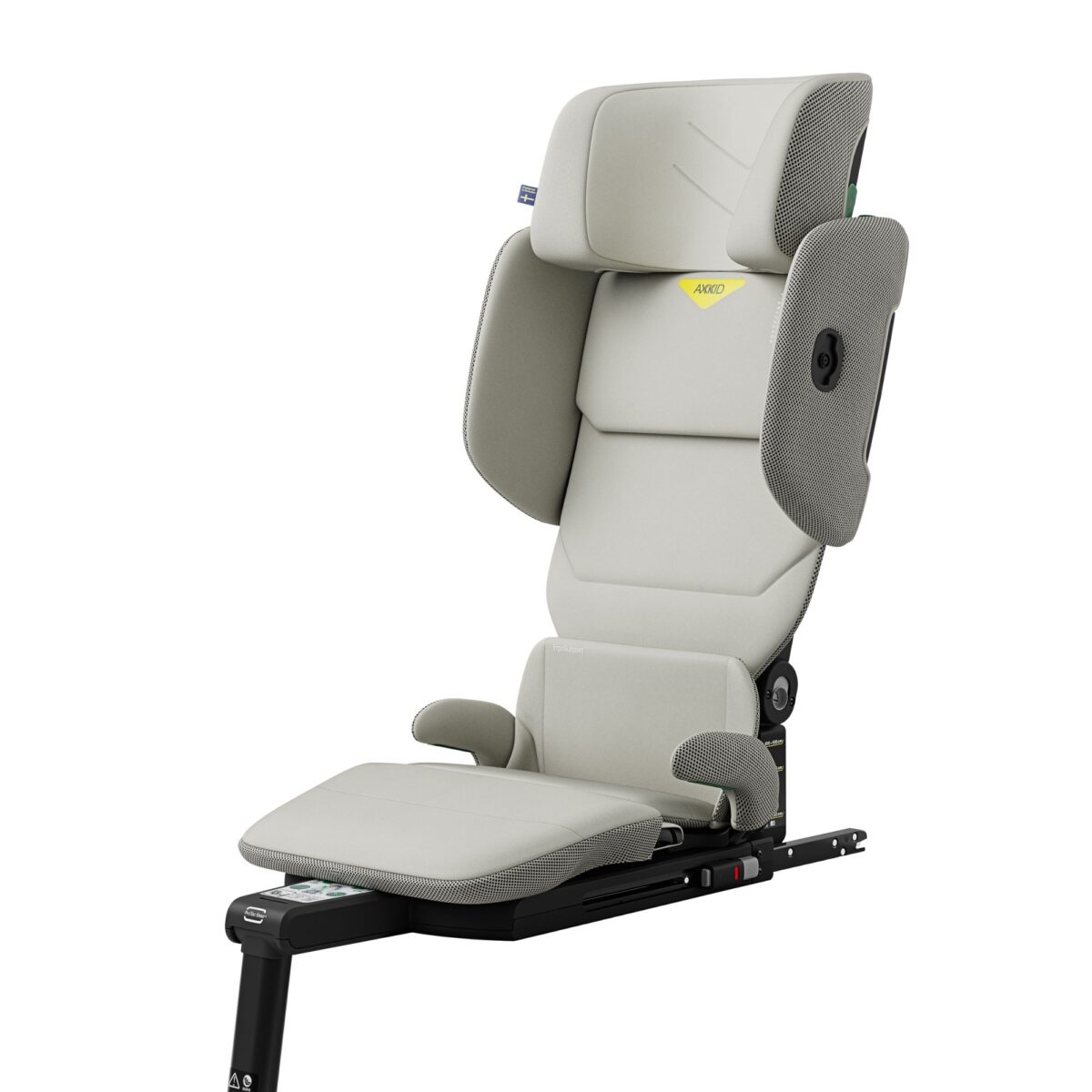 Axkid Up Beachgrass Beige booster car seat with sleek, ergonomic seat and side protection.