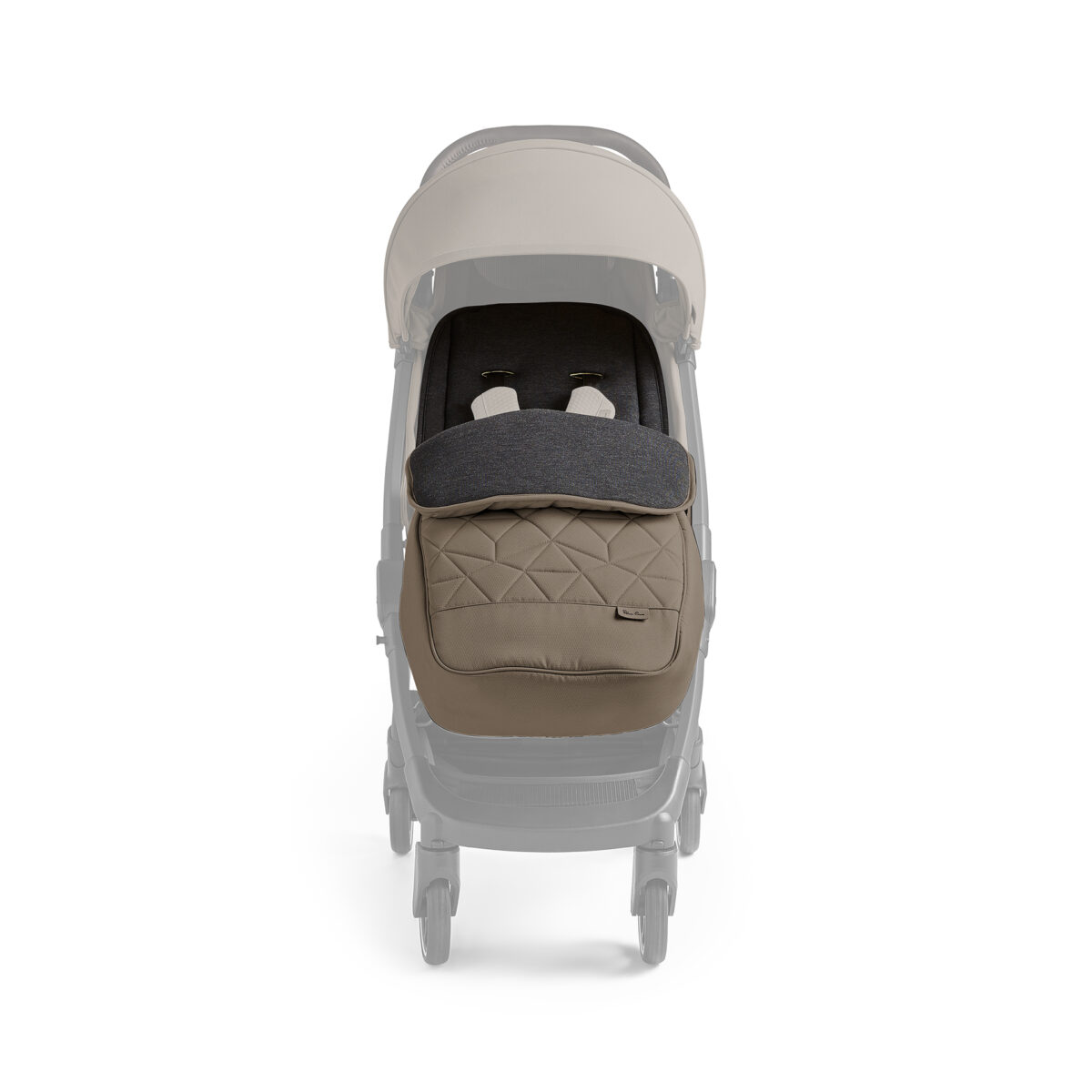 Silver Cross Clic 2 Footmuff configured on pushchair Cobble Frontt view
