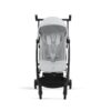 Front view of Cybex Libelle stroller in Fog Grey featuring padded seat, safety harness, and sleek design.