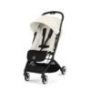 Cybex Orfeo stroller in Canvas White, front view with large canopy and 5-point harness.