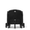 Back view of the Cybex Orfeo stroller in Magic Black with a secured folding strap and reclined seat.