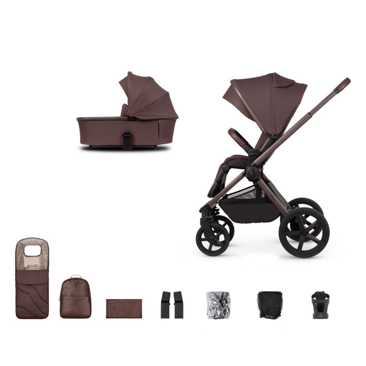 Venicci Upline 2 SE Pushchair & Carrycot with Accessories – Burgundy