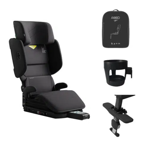 AXKID Up High Back Booster Car Seat with Accessories – Arctic Mist Grey