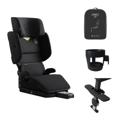 AXKID Up High Back Booster Car Seat with Accessories – Coastal Storm Black
