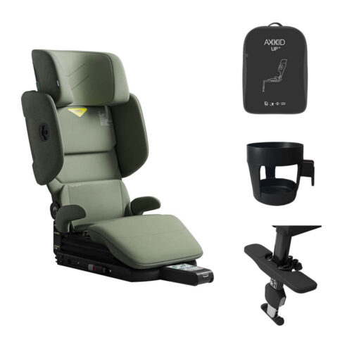 AXKID Up High Back Booster Car Seat with Accessories – Nordic Bloom Green