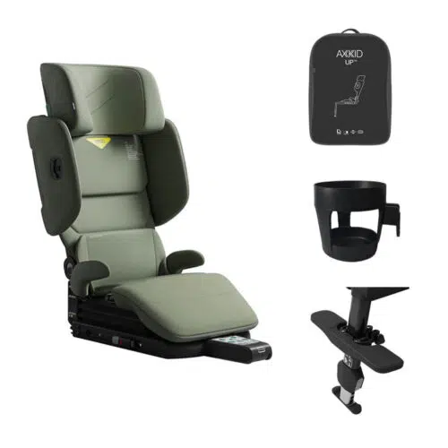 AXKID Up High Back Booster Car Seat with Accessories – Nordic Bloom Green