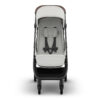 Front view of the UPPAbaby MINU V3 stroller in Savannah with harness and footrest visible.