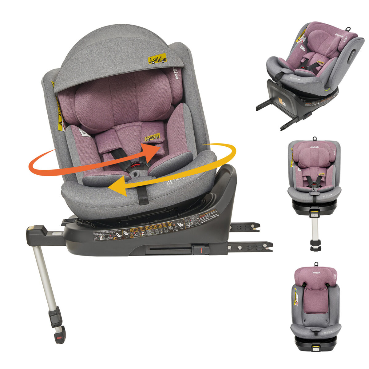 Jovikids Ranger 360° Swivel i-Size Car Seat 40-150cm in Pink 12
