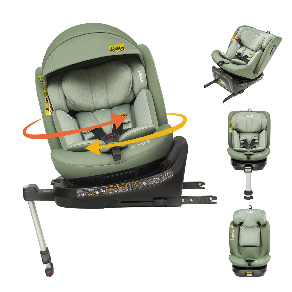 Jovikids Ranger 360° Swivel i-Size Car Seat 40-150cm in Green 15