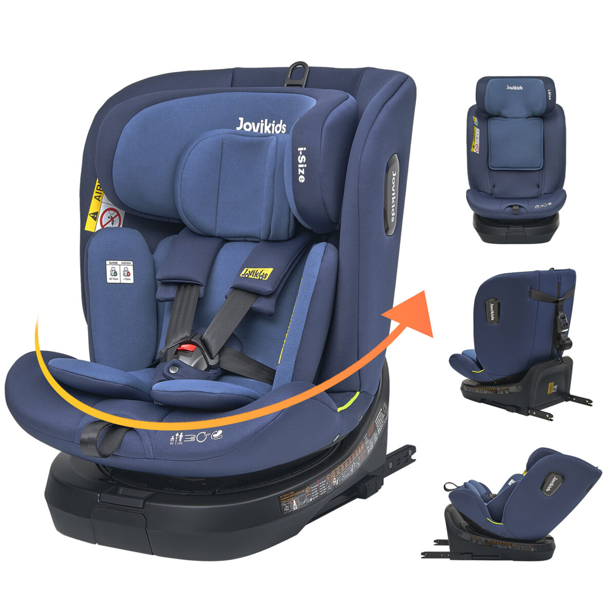 Jovikids Ranger TT 360° Swivel i-Size Car Seat 40–150cm in Blue 14