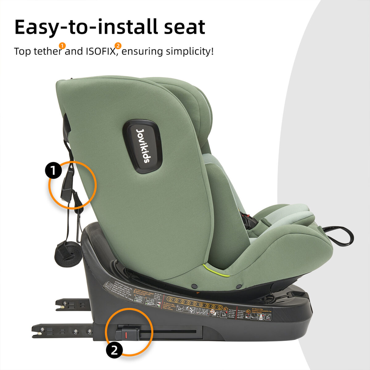 Jovikids Ranger TT 360° Swivel i-Size Car Seat 40–150cm in Green 8