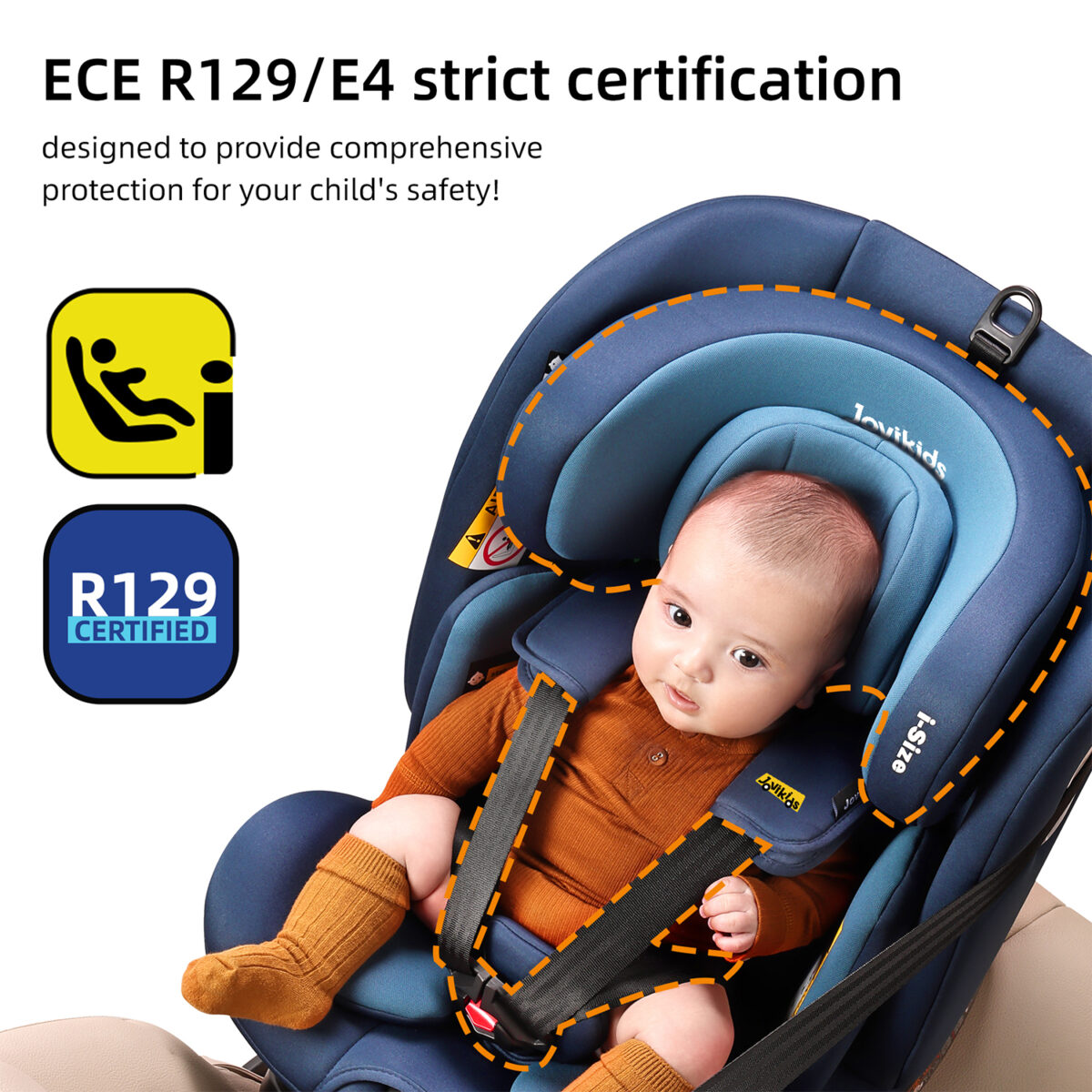 Jovikids Ranger TT 360° Swivel i-Size Car Seat 40–150cm in Blue 12
