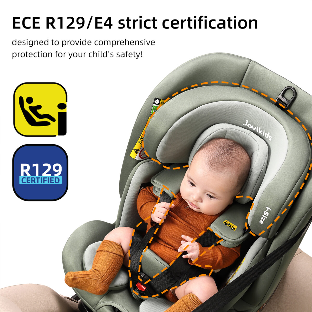 Jovikids Ranger TT 360° Swivel i-Size Car Seat 40–150cm in Green 7