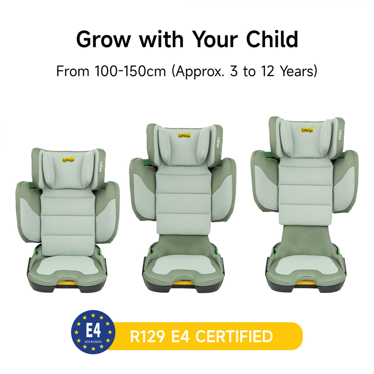 Jovikids Rober Portable Highback Booster i-Size 100–150cm in Green 13